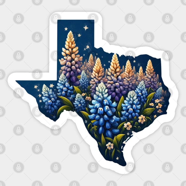 Texas Wildflowers - Texas Bluebonnets Sticker by JessArty